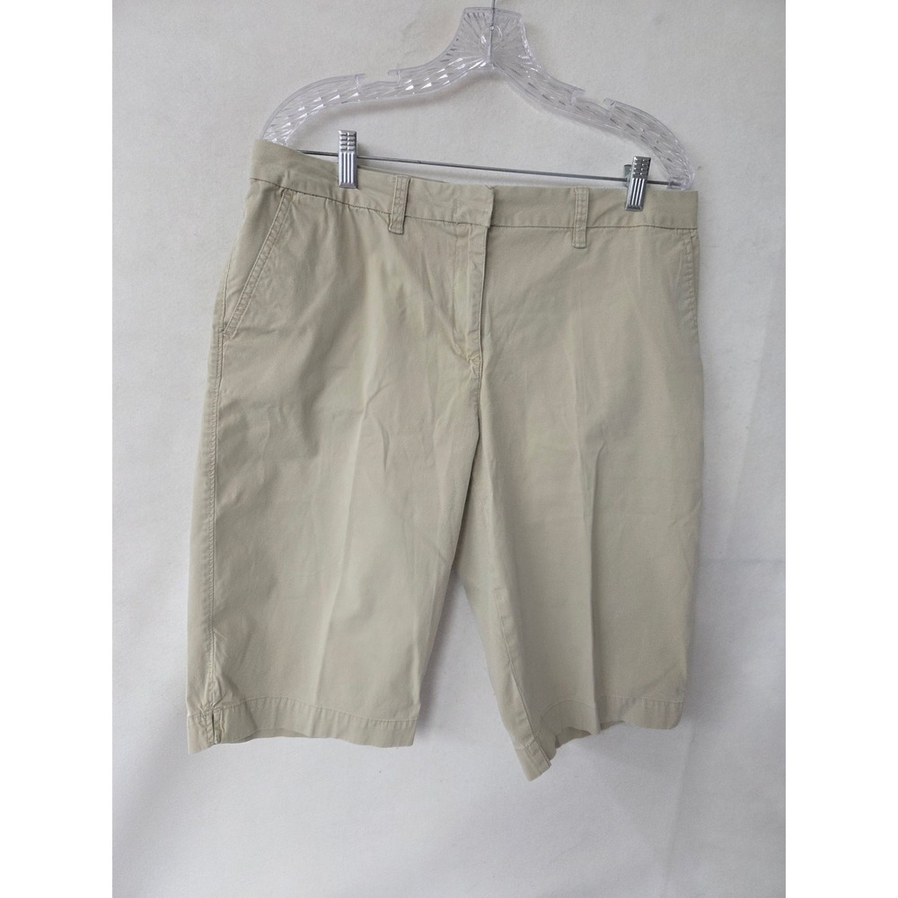 IZOD Womens Khaki Bermuda Shorts Size 16R Tan Stretch Cotton Chino Knee Length